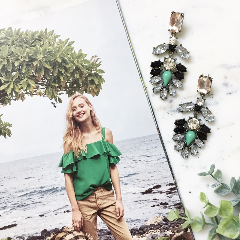 "Simone" Earrings || Clear Crystal Statement - Picture 1 of 12